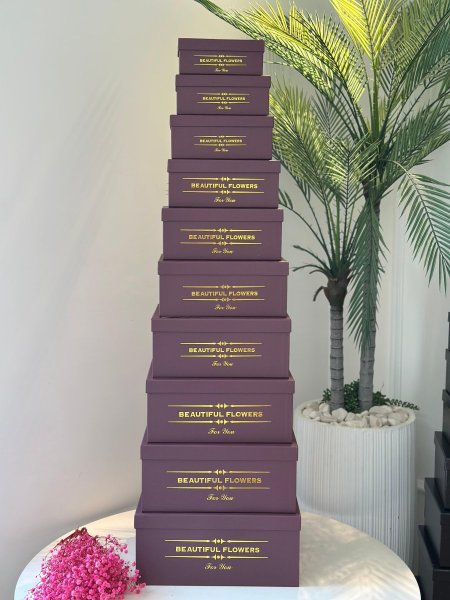 صندوق مستطيل طقم 10قطع بنفسجي فاتح